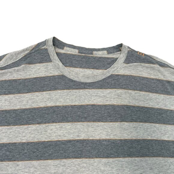 Lululemon Stripe Short Sleeve Stretch Casual Tee T-Shirt Gray Men's size XL - Picture 2 of 5